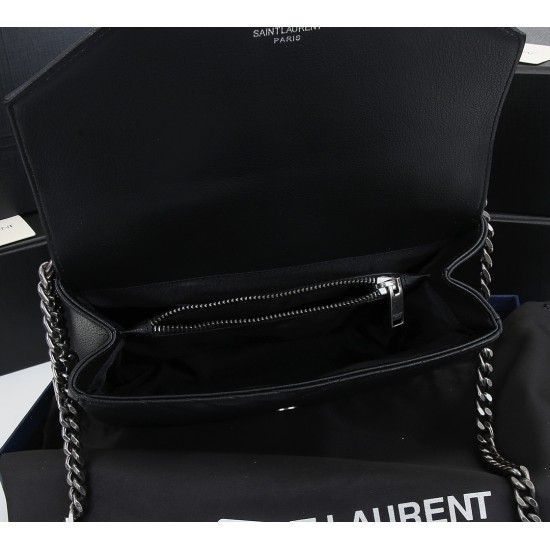 260 black and silver buckle counter demon models SaintLaurentSLP counter latest version of the market exclusive imported leather original leather goat grain hand-embroidered V line super silky soft and comfortable bag shape exquisite practical pocket YSL 