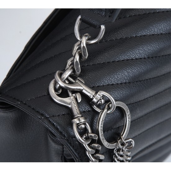 Lot of 290 black silver buckle counter demon models SaintLaurentSLP counter latest version of the market exclusive imported leather original leather goat grain hand-embroidered V line ultra-smooth soft and comfortable bag shape exquisite practical pocket 