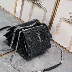 250YSL crocodile pattern Prince Wen the same models continue to burst in the special cowhide pressure three-dimensional pattern imported electroplating antique silver hardware street photography talisman tracking focus practical classic models temperament