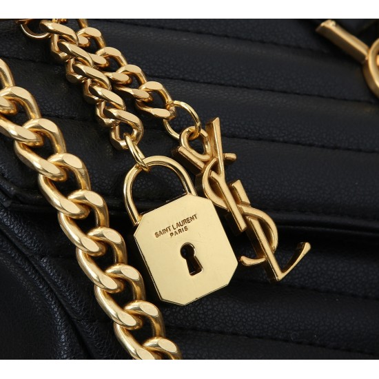 Lot of 260 black gold buckle counter demon models SaintLaurentSLP counter latest version of the market exclusive imported leather original leather goat grain hand-embroidered V line ultra-smooth soft and comfortable bag shape exquisite practical pocket YS