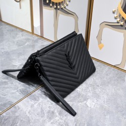 160 Black Buckle YSL Market Exclusive Beaten and molded to order The highest version of the market strong YvesSaintLaurent Embroidery line handbag Italian calfskin hand feeling super The first in the market to be launched Size 30Cm Model 1850