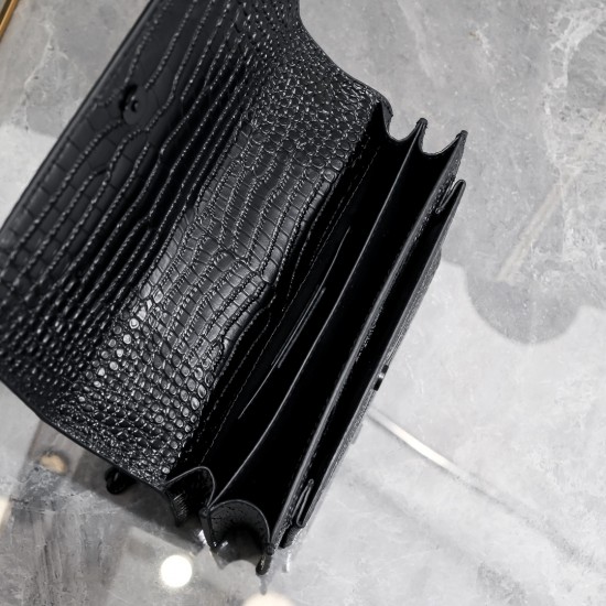 250YSL crocodile pattern Prince Wen the same models continue to burst in the special cowhide pressure three-dimensional pattern imported electroplating antique silver hardware street photography talisman tracking focus practical classic models temperament