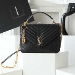 260 black gold buckle counter demon models SaintLaurentSLP counter latest version of the market exclusive imported leather original leather goat grain hand-embroidered V line ultra-smooth soft and comfortable bag shape exquisite practical pocket YSL gold 