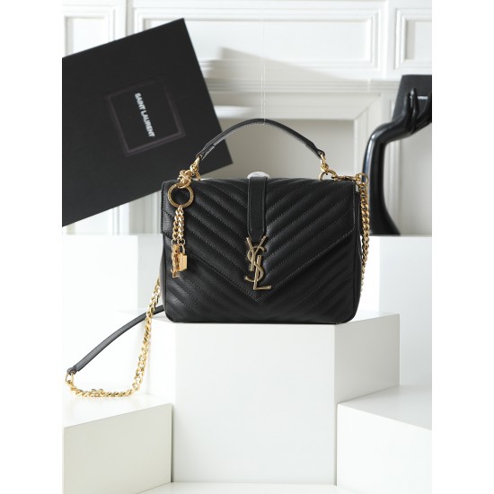 260 black gold buckle counter demon models SaintLaurentSLP counter latest version of the market exclusive imported leather original leather goat grain hand-embroidered V line ultra-smooth soft and comfortable bag shape exquisite practical pocket YSL gold 