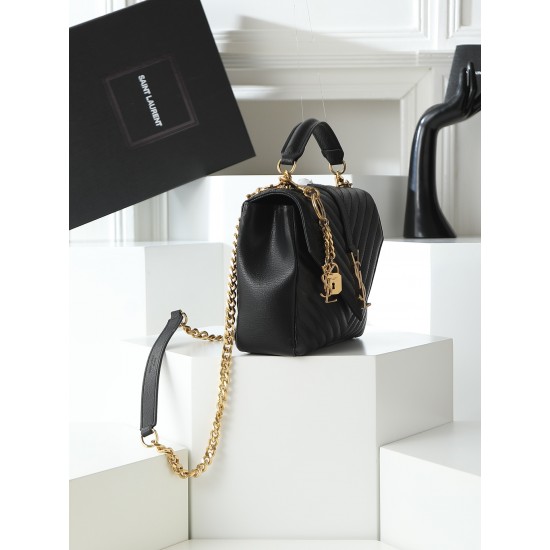 260 black gold buckle counter demon models SaintLaurentSLP counter latest version of the market exclusive imported leather original leather goat grain hand-embroidered V line ultra-smooth soft and comfortable bag shape exquisite practical pocket YSL gold 