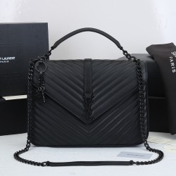 Lot 290 black black buckle counter demon models SaintLaurentSLP counter latest version of the market exclusive imported leather original leather goat grain hand-embroidered V line ultra-smooth soft and comfortable bag shape exquisite practical pocket YSL 