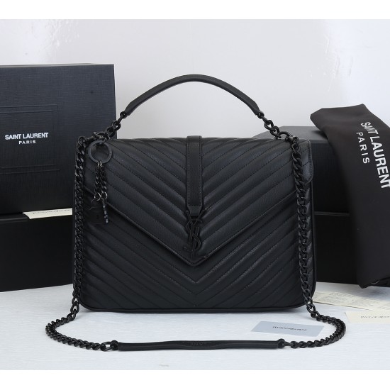 Lot 290 black black buckle counter demon models SaintLaurentSLP counter latest version of the market exclusive imported leather original leather goat grain hand-embroidered V line ultra-smooth soft and comfortable bag shape exquisite practical pocket YSL 