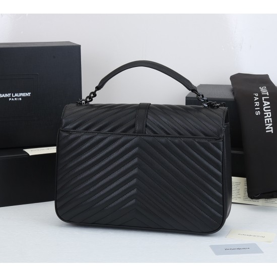 Lot 290 black black buckle counter demon models SaintLaurentSLP counter latest version of the market exclusive imported leather original leather goat grain hand-embroidered V line ultra-smooth soft and comfortable bag shape exquisite practical pocket YSL 