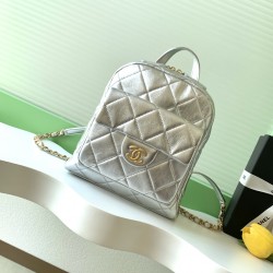 860 Chanel 25k Silver Shoulder Bag Super cool silver is also a color that has been out for many seasons Enough to hold a sense of fashionable atmosphere Small school bag with good capacity Shoulder strap with adjustable position Suction buckle pocket on t
