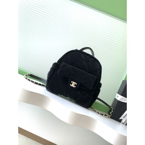 730 Chanel 25N Black Velvet Shoulder Bag Ski Season's Velvet Shoulder Bag Super Beautiful Top Very Light Feeling Soft Zan R Zan R Model No. AS5679 Size 251025 Matching Packaging