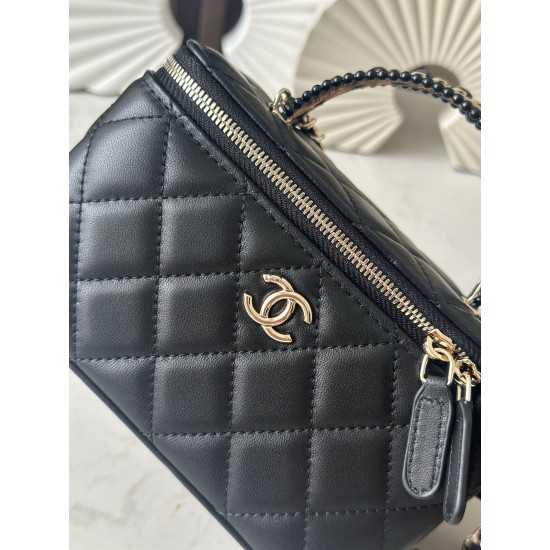 690 New Arrival NEChane1 explosive 25s Pearl Makeup Long Box Black Fragrance Door Forever Chane1 25s Cosmetic bag with mirror anywhere you can make up understated elegance handle inlaid with small diamonds close up look is very delicate wherever you go to