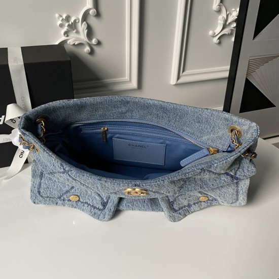 830 denim Chanel25K fall and winter limited edition shopping bag High-class sense of pull full AS5740 really too excited about the sheepskin with gold metal double pockets chain vintage pendant more stylish immediately make the classic diamond retro gener