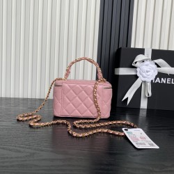 710 Chanel25B Double C logo handle cosmetic case AP4799 Exquisite handle design more fashionable Grain cowhide leather with metal vintage hardware texture wear-resistant and durable Classic design style versatile and practical Really exquisite Oh high val