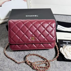 420 top original single 2020 spring and summer new version WOC33814 wealth bag imported original sheepskin classic diamond lattice and leather through the metal chain of the classic design appearance and the same as the previous classic Woc difference is 