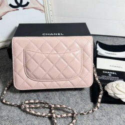 420 top original single 2020 spring and summer new version WOC33814 wealth bag imported original sheepskin classic diamond lattice and leather through the metal chain of the classic design appearance and the same as the previous classic Woc difference is 