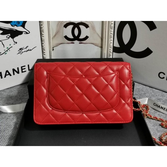 420 Chanel 0497A original sheepskin WOC small bag fashionable atmospheric double C let you more confident gold and silver buckle long chain can be collected in the bag can be used as a clutch bag inside the card space zipper space change space compact and