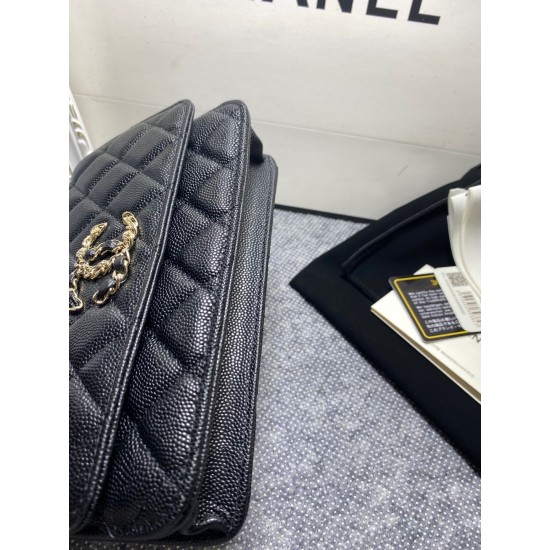 450 large explosive Chane AP1794 2020 new imported cowhide leather fine ball pattern woc too love at a glance on the logo than the classic model of the larger half wear leather half wear gold chain very delicate capacity do not worry about the capacity to