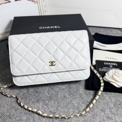 420 top original single 2020 spring and summer new version WOC33814 Fortune bag into the original sheepskin classic diamond lattice and leather through the classic design of the metal chain appearance and the same as the classic Woc before the difference 