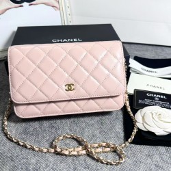 420 top original single 2020 spring and summer new version WOC33814 wealth bag imported original sheepskin classic diamond lattice and leather through the metal chain of the classic design appearance and the same as the previous classic Woc difference is 