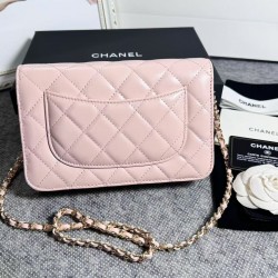 420 top original single 2020 spring and summer new version WOC33814 wealth bag imported original sheepskin classic diamond lattice and leather through the metal chain of the classic design appearance and the same as the previous classic Woc difference is 