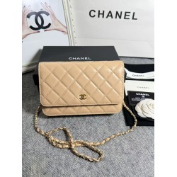 420 top original single 2020 spring and summer new version WOC33814 wealth bag imported original sheepskin classic diamond lattice and leather through the metal chain of the classic design appearance and the same as the previous classic Woc difference is 