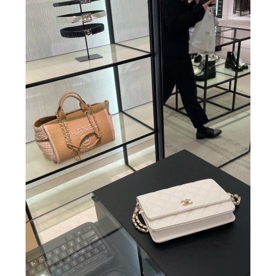 1200 Chanel coco beach bag apricot cow weave beach bag 34cm classic stunning