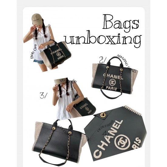 1200 Chanel coco beach bag black cow weave beach bag 34cm classic stunning