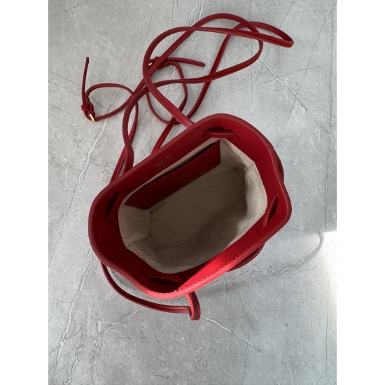 P4805NF460 red new mini bucket bag made of top imported lambskin leather is super soft and cost-effective can manage a variety of styles very playful and cute can be shoulder crossbody handheld shoulder shape varied bag is small but very loaded size 17X14