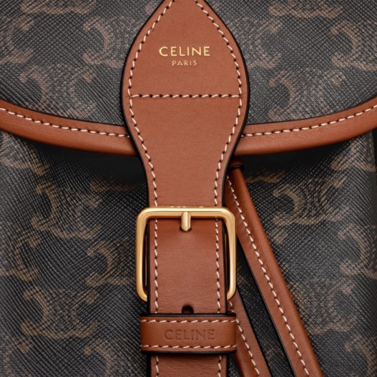 Premium Original LeatherFully Packaged p780TRIOMPHE CANVAS Logo Printed Shoulder BagCowhide Leather WrapFabric Fabric LiningGold FinishShoulder and HandleSnap Closure with Decorative Buckle1 Main CompartmentAdjustable Shoulder StrapLength 35 inches 88 cm1