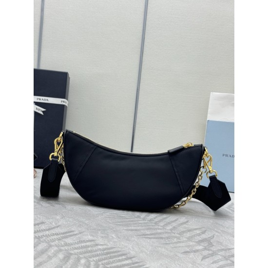 F490 with counter counterpart full set of packaging exclusive customized new crescent moon bag black 1BH222 multifunctional crossbody bag this ReNylon handbag is made of recycled nylon fabric exquisite and versatile fusion of archival library styling and 