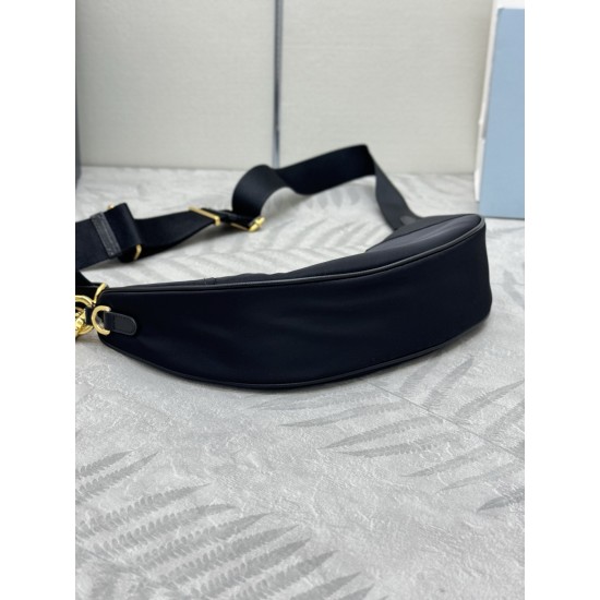 F490 with counter counterpart full set of packaging exclusive customized new crescent moon bag black 1BH222 multifunctional crossbody bag this ReNylon handbag is made of recycled nylon fabric exquisite and versatile fusion of archival library styling and 