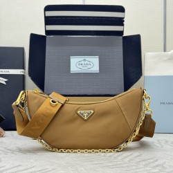 F490 with counter counterpart full set of packaging exclusive customized new crescent moon bag cork color 1BH222 multifunctional crossbody bag this ReNylon handbag is made of recycled nylon fabric exquisite and versatile fusion of archival library styling