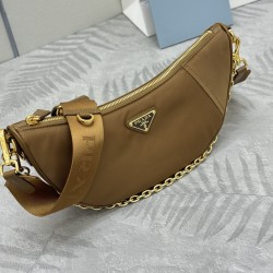 F490 with counter counterpart full set of packaging exclusive customized new crescent moon bag cork color 1BH222 multifunctional crossbody bag this ReNylon handbag is made of recycled nylon fabric exquisite and versatile fusion of archival library styling