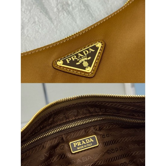 F490 with counter counterpart full set of packaging exclusive customized new crescent moon bag cork color 1BH222 multifunctional crossbody bag this ReNylon handbag is made of recycled nylon fabric exquisite and versatile fusion of archival library styling