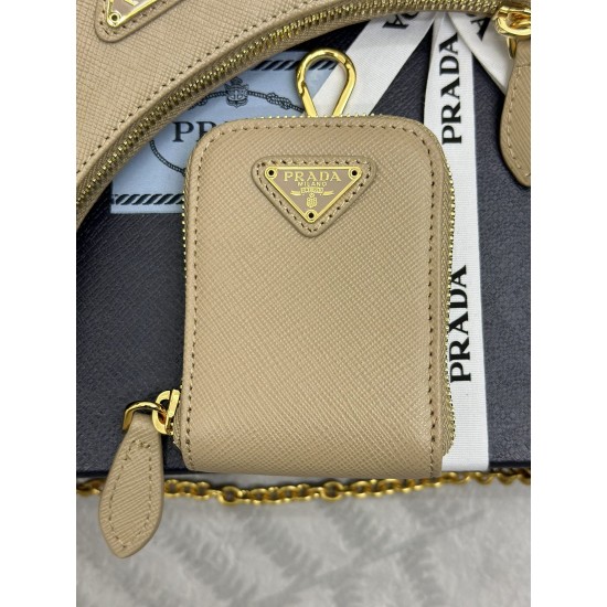 F580 with a full set of the right version of the counter packaging exclusive custom upgraded version of the three-in-one new 1BH204 cross grain nude apricot gold hardware nylon Hobo hand-carrying armpit bag Netroots Sisters crazy grass popular in the fash