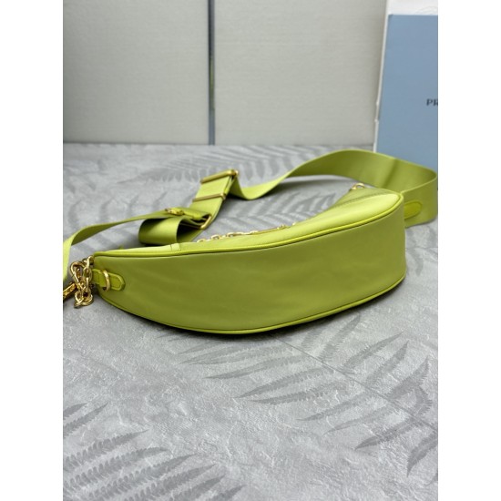F490 with counter counterpart full set of packaging exclusive customized new crescent moon bag green 1BH222 multifunctional crossbody bag this ReNylon handbag is made of recycled nylon fabric exquisite and versatile fusion of archival library styling and 