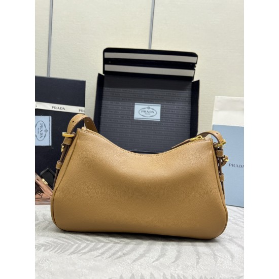 F690 with counter counter version of the full set of packaging exclusive customized new Aimee underarm bag 1BC229 small this leather Hobo underarm bag design temperament simple imported calfskin front metal triangle enamel logo with removable leather shou