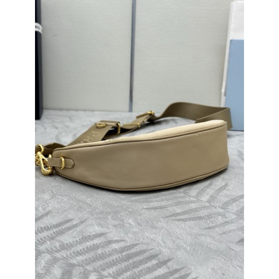 F490 with counter counterpart full set of packaging exclusive customized new crescent moon bag camel brown 1BH222 multifunctional crossbody bag this ReNylon handbag is made of recycled nylon fabric exquisite and versatile fusion of archival library stylin