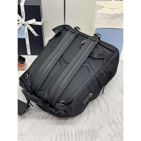 F500P home out of the new duffel bag 2VZ025 triangle label top original goods Taiwan nylon material adjustable straps back fabric Saffiano leather handles two-way zipper closure two zippered outside pockets nylon lining one zippered inside pocket and a po