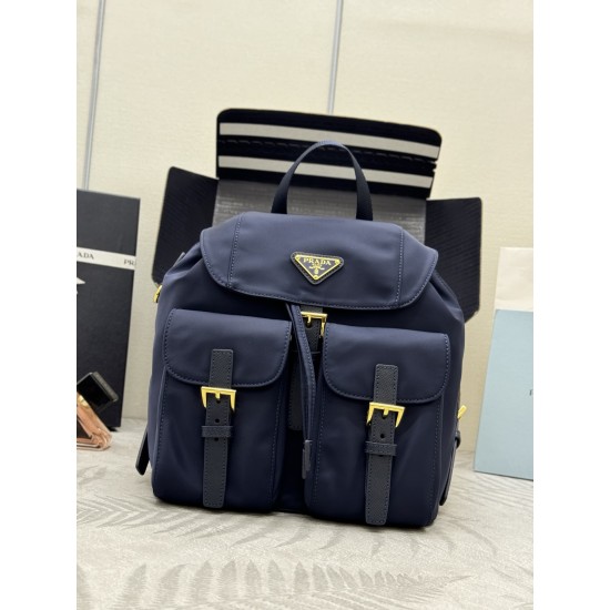F470 with a full set of the right version of the counter packaging exclusive custom new small backpack 1BZ677 blue gold buckle This nylon backpack is part of Prad's traditional design highlighting the brand's important qualities innovative materials luxur