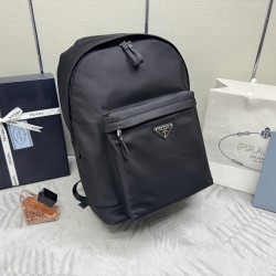 F520 Classic Shoulder Bag Newest Shoulder Bag 2V066A Made of imported Saffiano leather and imported nylon fabric Adjustable nylon shoulder straps Brushed metal hardware This nylon backpack with multiple pockets and padded back design is quite a design fea