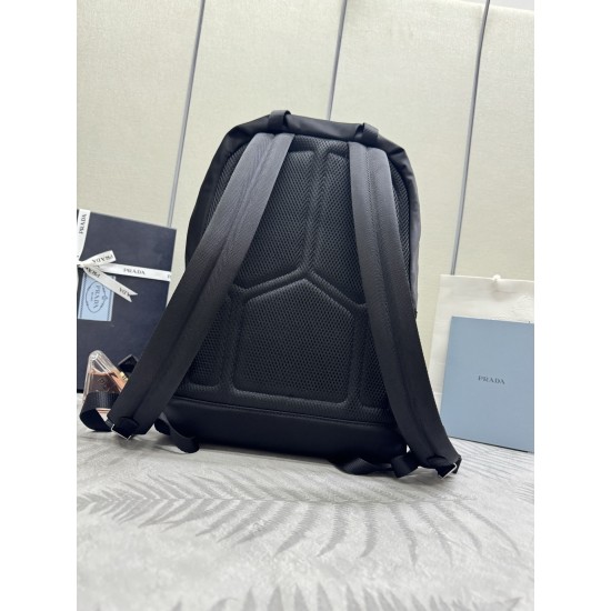 F520 Classic Shoulder Bag Newest Shoulder Bag 2V066A Made of imported Saffiano leather and imported nylon fabric Adjustable nylon shoulder straps Brushed metal hardware This nylon backpack with multiple pockets and padded back design is quite a design fea