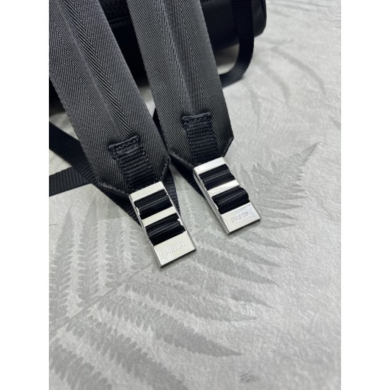 F520 Classic Shoulder Bag Newest Shoulder Bag 2V066A Made of imported Saffiano leather and imported nylon fabric Adjustable nylon shoulder straps Brushed metal hardware This nylon backpack with multiple pockets and padded back design is quite a design fea