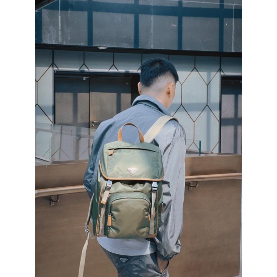 Green backpack model picture