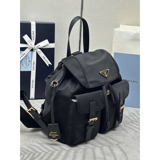 F470 with counter counterpartFully packagedExclusive customized gold bucklesClassic backpack 1BZ677Gold hardwareThis practical and innovative backpack is made of imported nylon fabricAdjustable shoulder straps and woven carry handlesRemovable ReEdition le