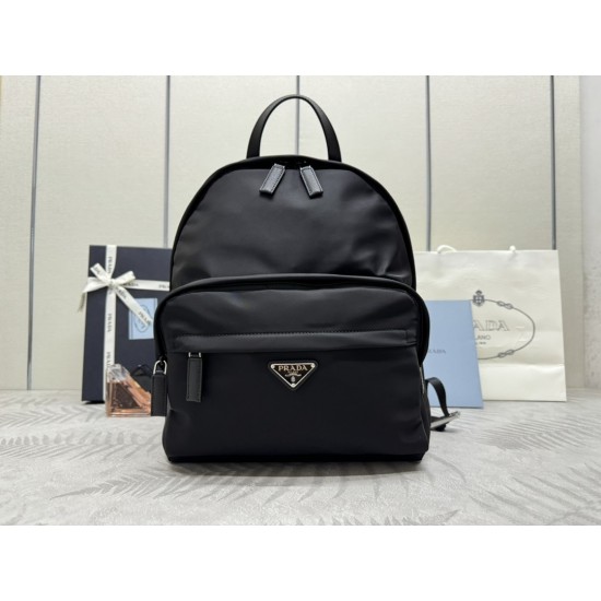 F500 classic explosive models shoulders backpack 2020 shoulders backpack new version 2VZ066 made of imported Saffiano leather material and imported nylon fabric adjustable nylon shoulder straps brushed metal accessories this nylon backpack multiple pocket