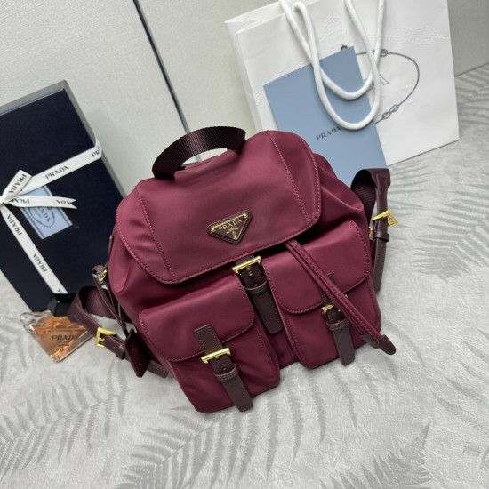 F470 with a full set of matching counter packsExclusive order Gold Buckle Classic Backpack 1BZ677 Gold HardwareThis practical and innovative backpack is made of imported nylon fabricAdjustable shoulder straps and woven carry handlesRemovable ReEdition lea