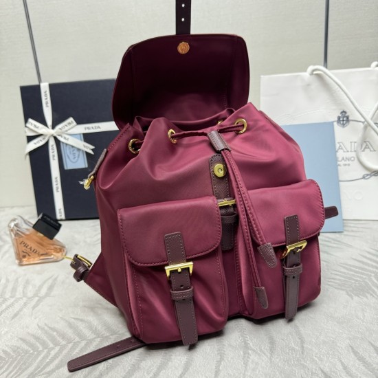 F470 with a full set of matching counter packsExclusive order Gold Buckle Classic Backpack 1BZ677 Gold HardwareThis practical and innovative backpack is made of imported nylon fabricAdjustable shoulder straps and woven carry handlesRemovable ReEdition lea
