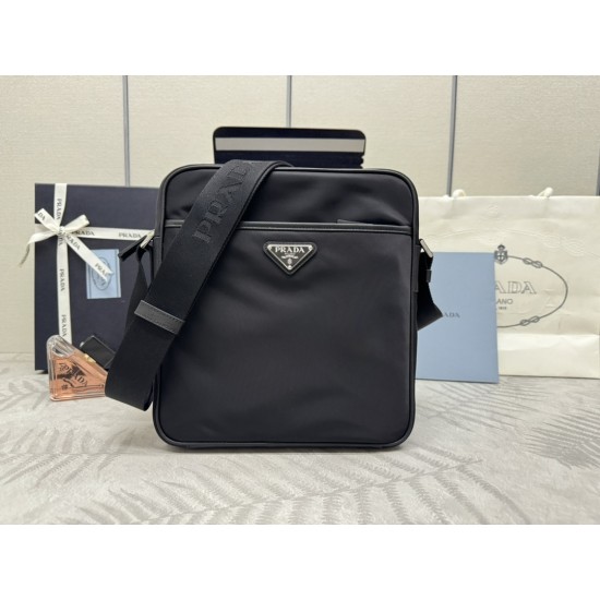 F410 with counter counterpart full package exclusive customized classic crossbody 2VH002 messenger bag nylon and Saffiano leather trim adjustable nylon shoulder strap polished steel hardware and black titanium zipper compartments extra zipper compartment 