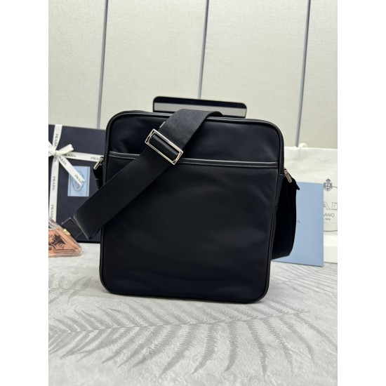 F410 with counter counterpart full package exclusive customized classic crossbody 2VH002 messenger bag nylon and Saffiano leather trim adjustable nylon shoulder strap polished steel hardware and black titanium zipper compartments extra zipper compartment 